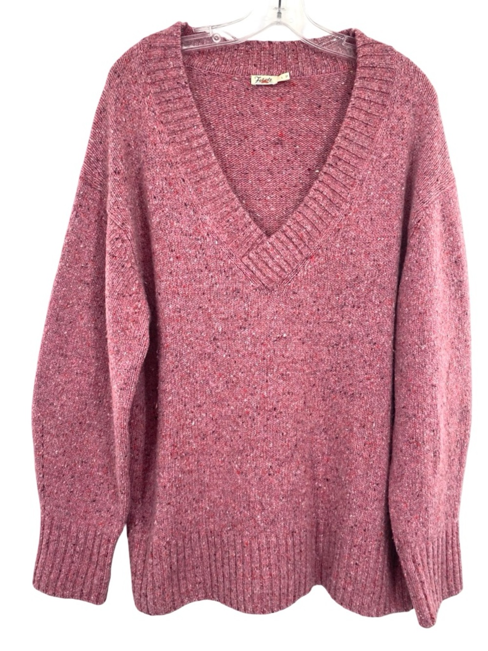 Faherty Driftwood Donegal Merino Wool Alpaca Sweater in Berry Shake Large